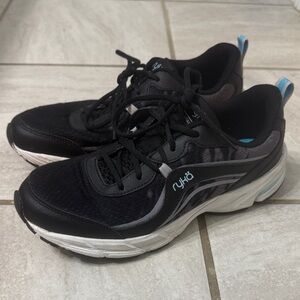 Ryka Black and White Sneakers with Blue Highlights